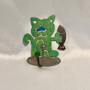Vintage Metal Cat Fish Coat Hook Curtis Jere Style